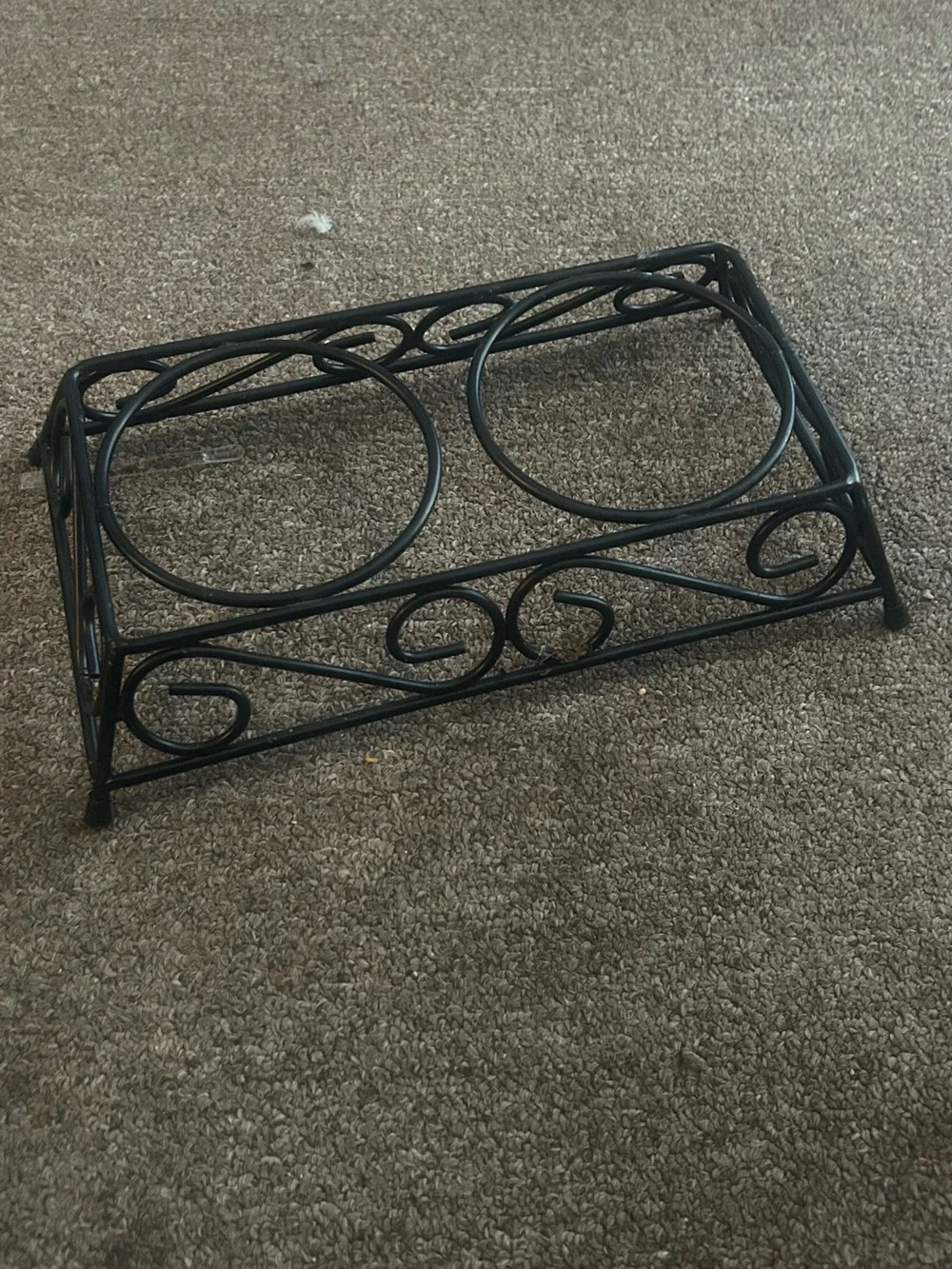 Black Decorative Double Pet Bowl Stand